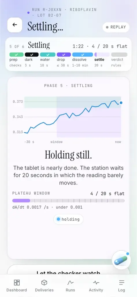 Clinic app run, settling phase
