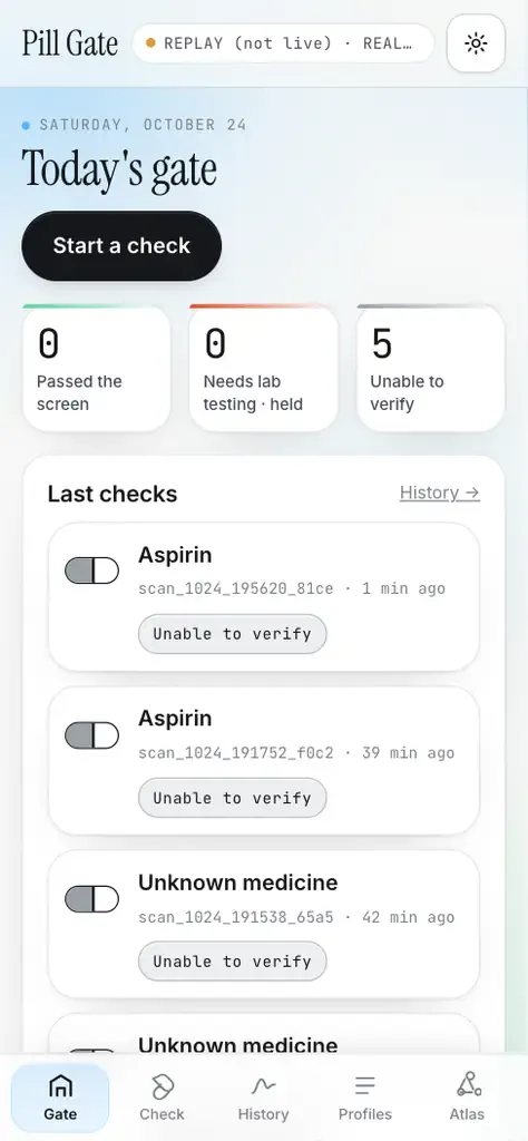 Pill Gate home screen